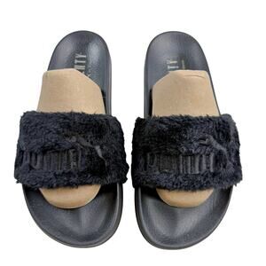 Fenty x Puma by Rihanna Leadcat Fur Slides in black faux fur Women size 7